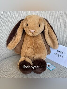 Jellycat Bashful Patchwork Brown Bunny - Authentic - BNWT - Fast Ship